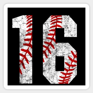 Vintage #16 Baseball Laces Baseball Mom Jersey Love Baseball T-shirt Sticker